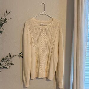 GAP Ivory Cable Knit Crewneck Sweater